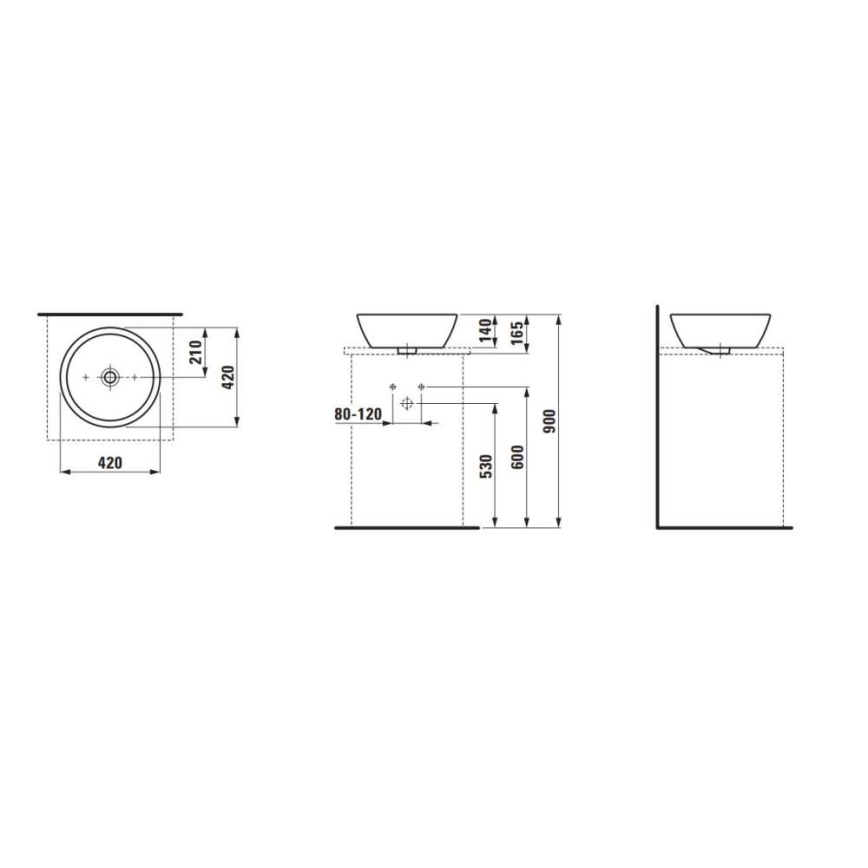 LAUFEN H8129620001091 - Aufsatzwaschbecken PRO d 42 cm Keramik/weiß
