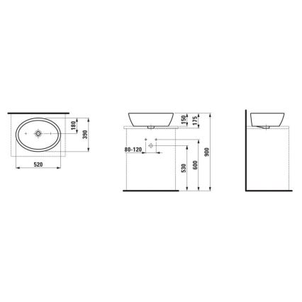 LAUFEN H8129640001121 - Aufsatzwaschbecken PRO 52x39 cm Keramik/weiß