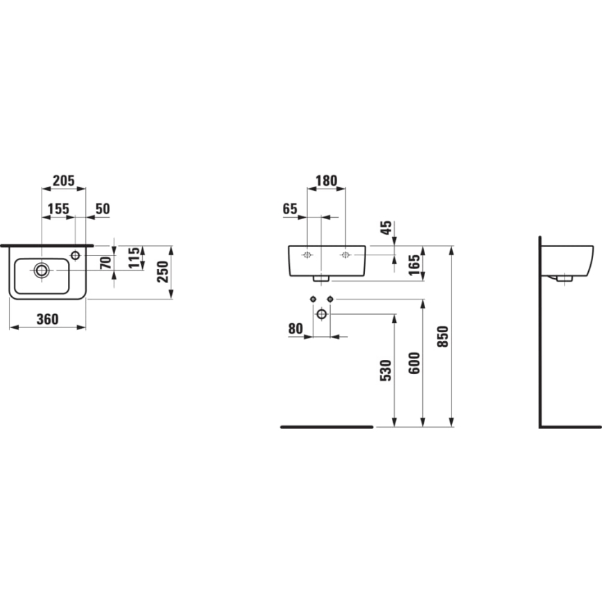 LAUFEN H8169550001061 - Wandhängendes Waschbecken PRO 36x25 cm Keramik/weiß