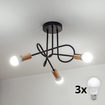 LED-Anbau-Deckenleuchte OXFORD 3xE27/15W/230V schwarz