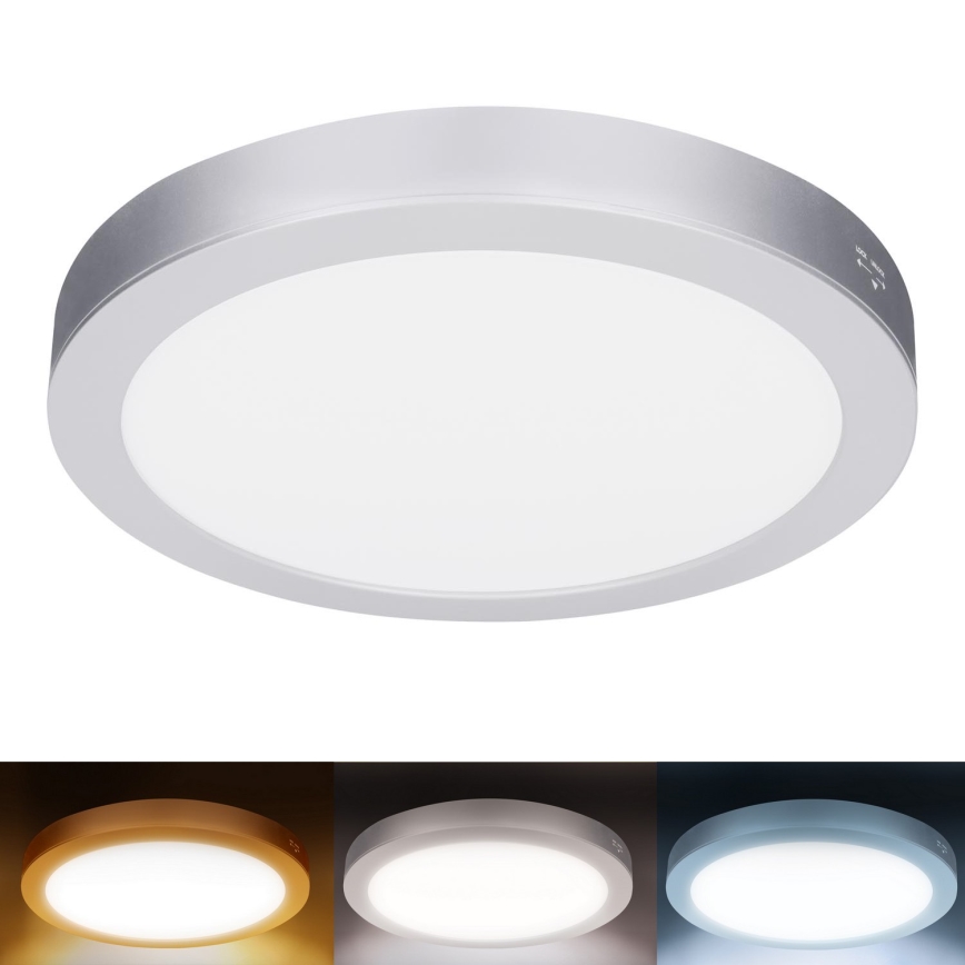 LED Aufbau-/Einbaupanel 2-in-1 18W/230V 3000/4000/6000K Ø 22,5 cm IP54 silber