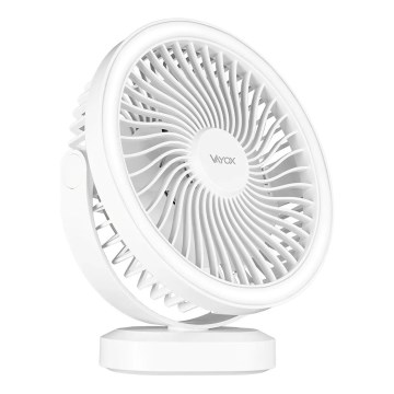 LED Aufladbarer Tischventilator mit LED-Beleuchtung LED/3W/5V USB 2400 mAh Weiß