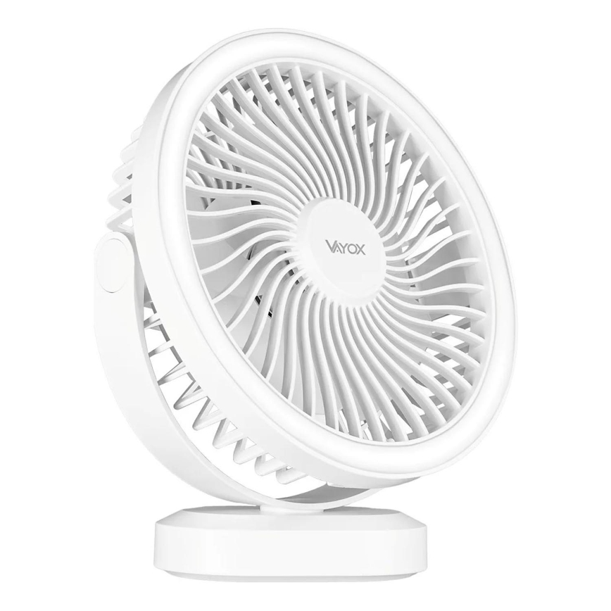 LED Aufladbarer Tischventilator mit LED-Beleuchtung LED/3W/5V USB 2400 mAh Weiß