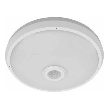LED-Außen-Deckenleuchte mit Bewegungs- und Dämmerungssensor LED/16W/230V Ø 28,5 cm IP54 Weiß
