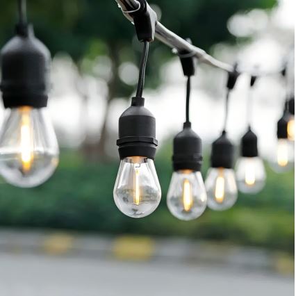 LED Außen-Dekorationskette 10xE27/1W/230V 10 m IP65 schwarz