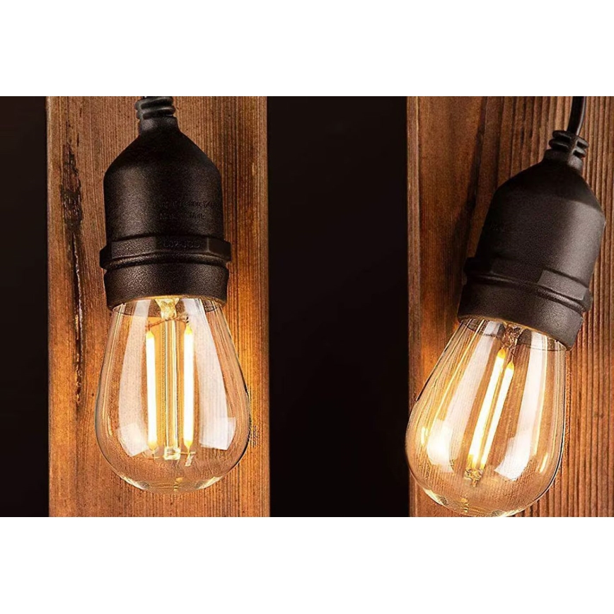 LED Außen-Dekorationskette 10xE27/1W/230V 10 m IP65 schwarz