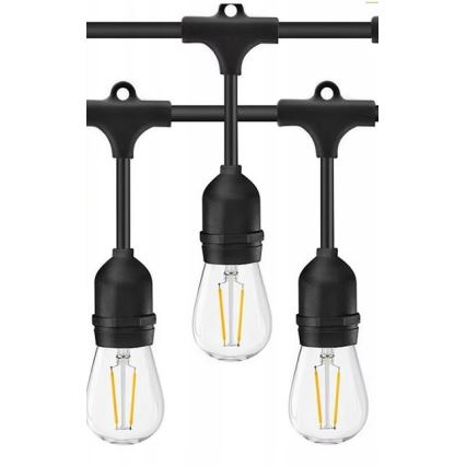 LED Außen-Dekorationskette 10xE27/1W/230V 10 m IP65 schwarz