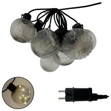 LED-Außen-Dekorations-Lichterkette 10xLED/0,15W/230V 6,8 m IP44 schwarz/rauchfarben