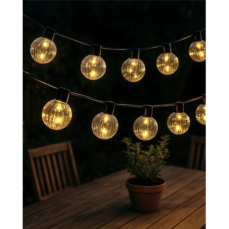 LED-Außen-Dekorations-Lichterkette 10xLED/0,15W/230V 6,8 m IP44 schwarz/rauchfarben