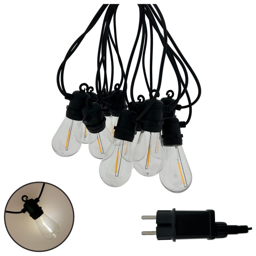 LED-Außen-Dekorations-Lichterkette 10xLED/0,36W/230V 8 m IP44 schwarz