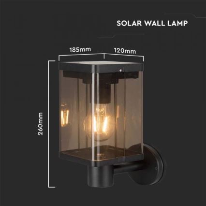 LED Außen-Solar-Wandleuchte mit Sensor LED/2,5W/3,7V 3000K IP54 2000 mAh
