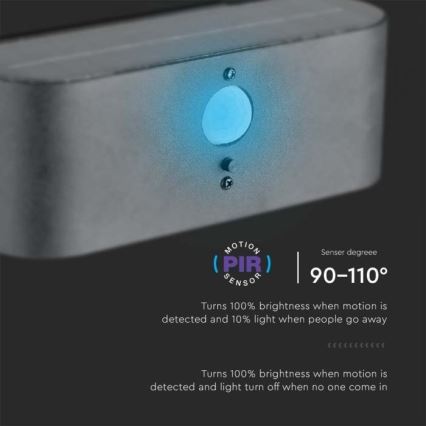 LED Außen-Solar-Wandleuchte mit Sensor LED/2,5W/3,7V 3000K IP54 2000 mAh
