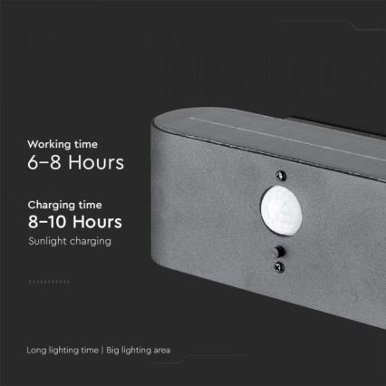 LED Außen-Solar-Wandleuchte mit Sensor LED/2,5W/3,7V 3000K IP54 2000 mAh