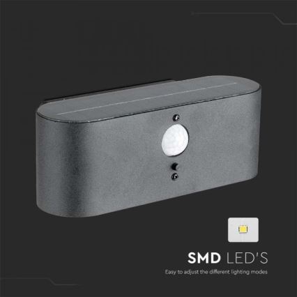 LED Außen-Solar-Wandleuchte mit Sensor LED/2,5W/3,7V 3000K IP54 2000 mAh