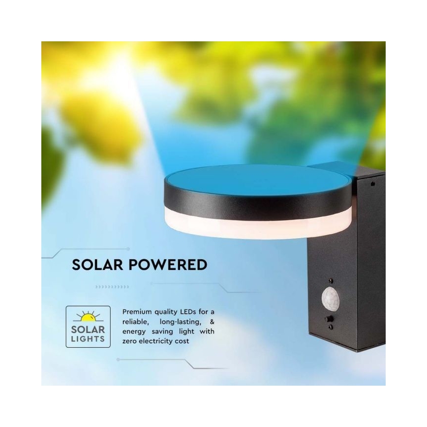 LED Außen-Solar-Wandleuchte mit Sensor LED/5,5W/3,7V 3000K IP54 2000 mAh