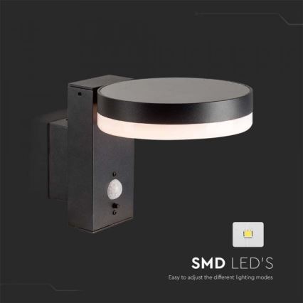LED Außen-Solar-Wandleuchte mit Sensor LED/5,5W/3,7V 3000K IP54 2000 mAh