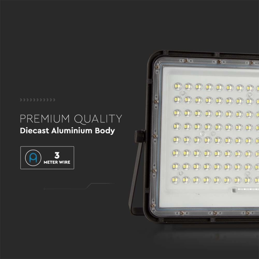 LED Außen-Solarstrahler LED/20W/3,2V 6400K Schwarz IP65 16000 mAh + Fernbedienung