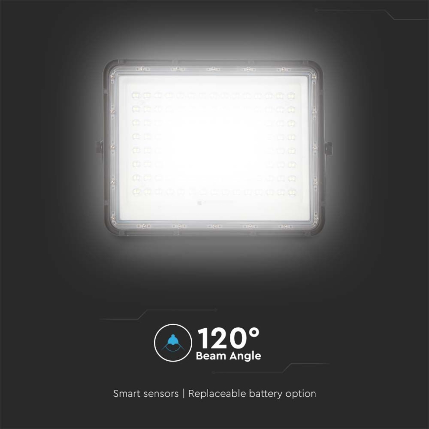LED Außen-Solarstrahler LED/20W/3,2V 6400K Schwarz IP65 16000 mAh + Fernbedienung
