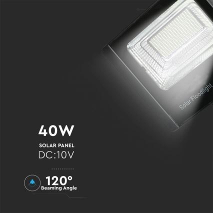 LED Außen-Solarstrahler LED/40W/10V IP65 6000K 20000 mAh + Fernbedienung