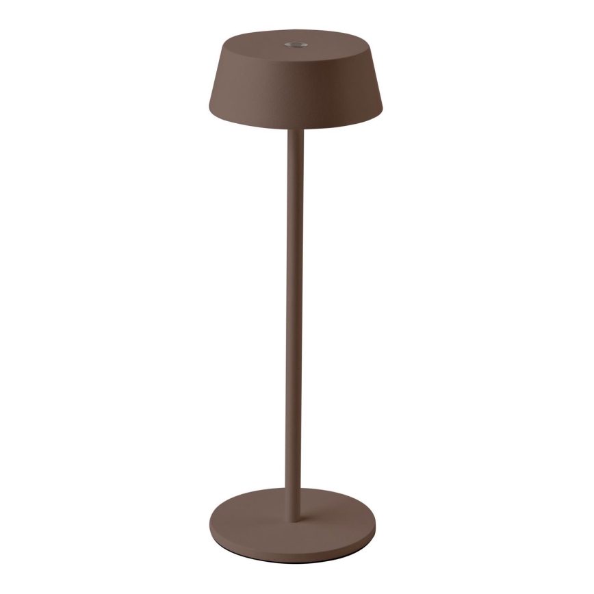 LED Außen-Tischlampe, dimmbar, berührungsempfindlich, wiederaufladbar, LED/2W/5V, 4400 mAh, IP54, braun