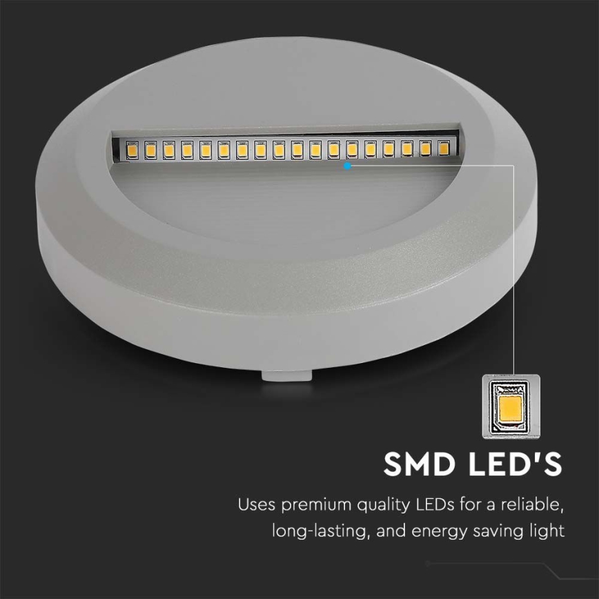 LED Außen-Treppenleuchte LED/2W/230V IP65 3000K grau