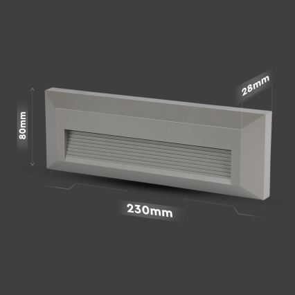 LED Außen-Treppenleuchte LED/3W/230V IP65 3000K grau