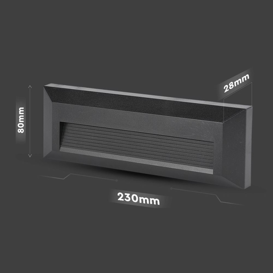 LED Außen-Treppenleuchte LED/3W/230V IP65 3000K Schwarz