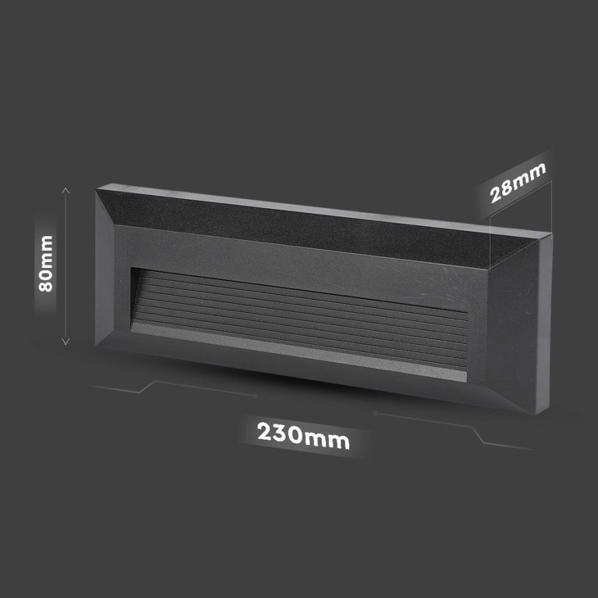LED Außen-Treppenleuchte LED/3W/230V IP65 4000K Schwarz