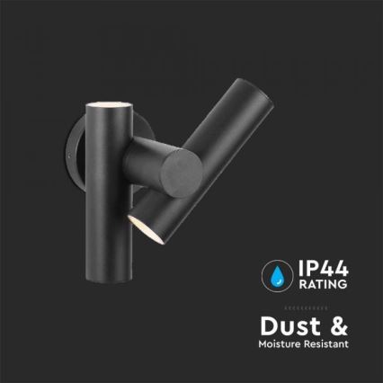 LED Außenwandleuchte flexibel 2xLED/3W/230V 3000K IP44 schwarz