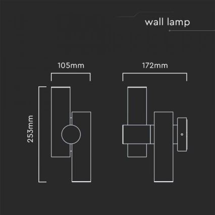 LED Außenwandleuchte flexibel 2xLED/3W/230V 3000K IP44 schwarz
