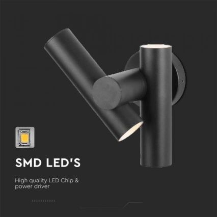 LED Außenwandleuchte flexibel 2xLED/3W/230V 4000K IP44 schwarz
