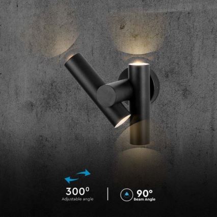 LED Außenwandleuchte flexibel 2xLED/3W/230V 4000K IP44 schwarz