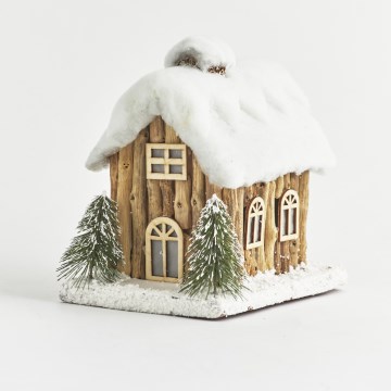 LED-Außen-Weihnachtsdekoration, Häuschen, 4× LED / 2× AA, IP44