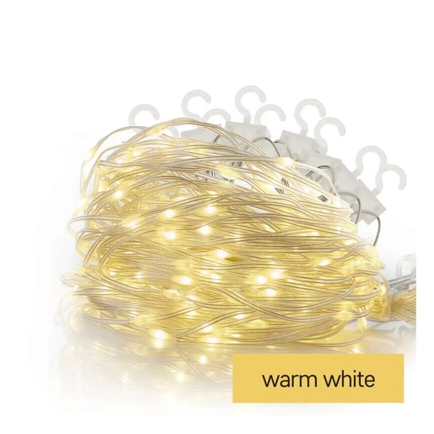 LED Außen-Weihnachtslichterkette 100xLED/8 Funktionen 7,9x0,7m IP44 warmweiß