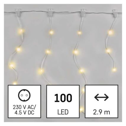 LED Außen-Weihnachtslichterkette 100xLED/8 Funktionen 7,9x0,7m IP44 warmweiß