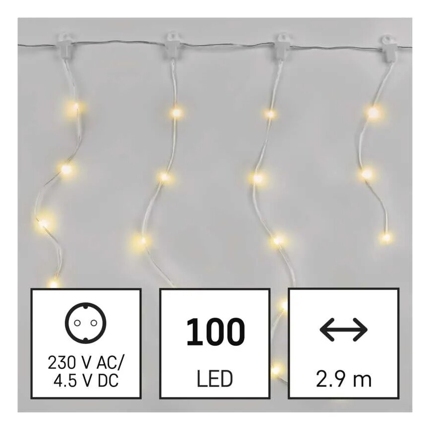 LED Außen-Weihnachtslichterkette 100xLED/8 Funktionen 7,9x0,7m IP44 warmweiß