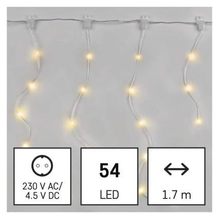 LED Außen-Weihnachtslichterkette 54xLED/8 Funktionen 6,7x0,7m IP44 warmweiß