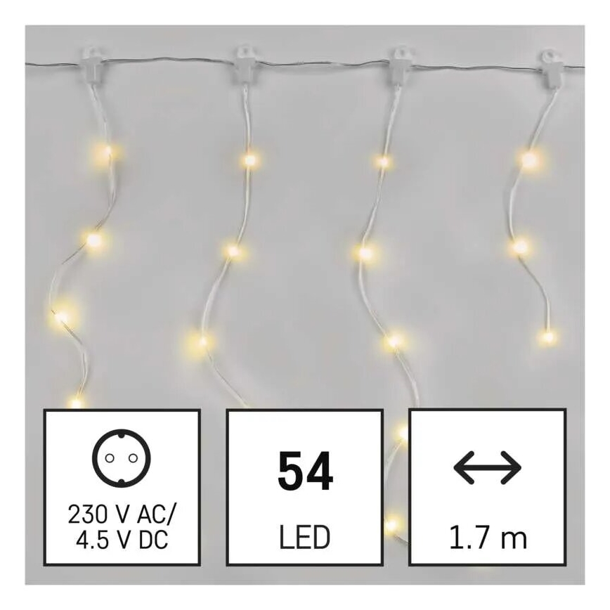LED Außen-Weihnachtslichterkette 54xLED/8 Funktionen 6,7x0,7m IP44 warmweiß
