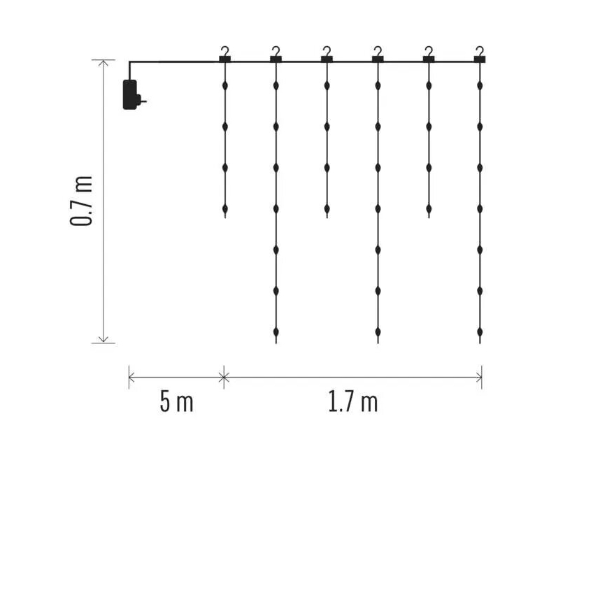 LED Außen-Weihnachtslichterkette 54xLED/8 Funktionen 6,7x0,7m IP44 warmweiß