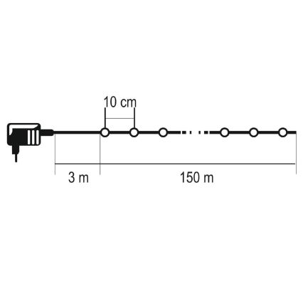 LED Außen-Weihnachtslichterkette 1500xLED/230V 8 Funktionen 153 m IP44 warmweiß + Fernbedienung