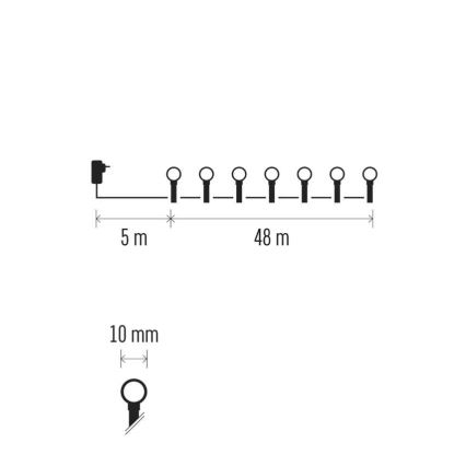 LED-Außen-Weihnachtslichterkette, 480 LEDs / 8 Funktionen, 53 m, kaltweiß, IP44