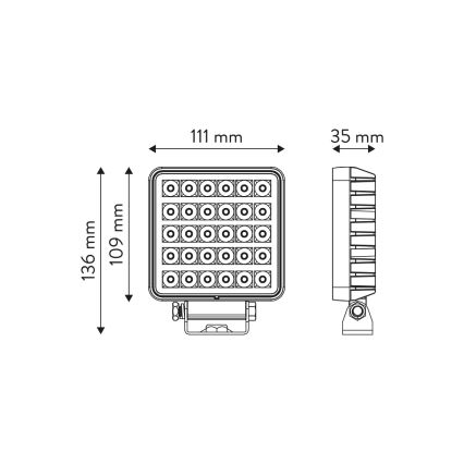 LED Autoscheinwerfer BLACK LED/30W/10-30V IP69 5700K eckig