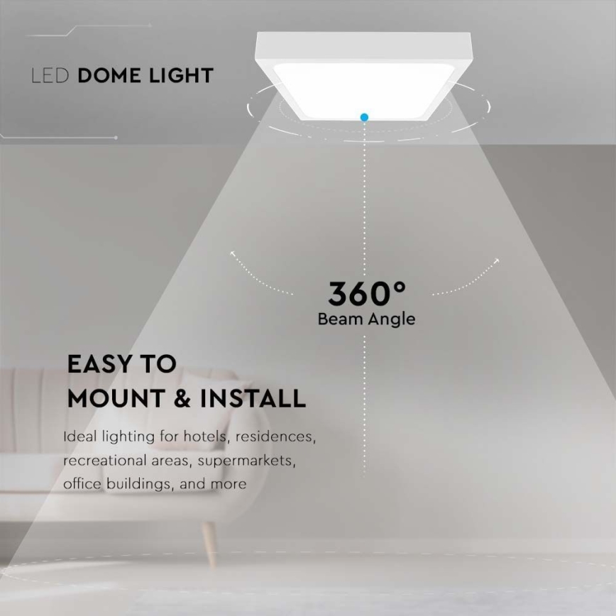 LED Badezimmer-Deckenleuchte LED/30W/230V 4000K IP44 42x42 cm Weiß