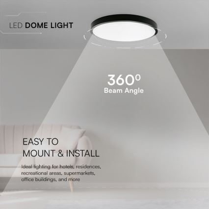 LED Badezimmer-Deckenleuchte SAMSUNG CHIP LED/18W/230V IP44 6500K Ø 25 cm Schwarz