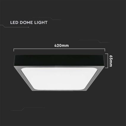LED Badezimmer-Deckenleuchte LED/30W/230V 3000K IP44 42x42 cm Schwarz