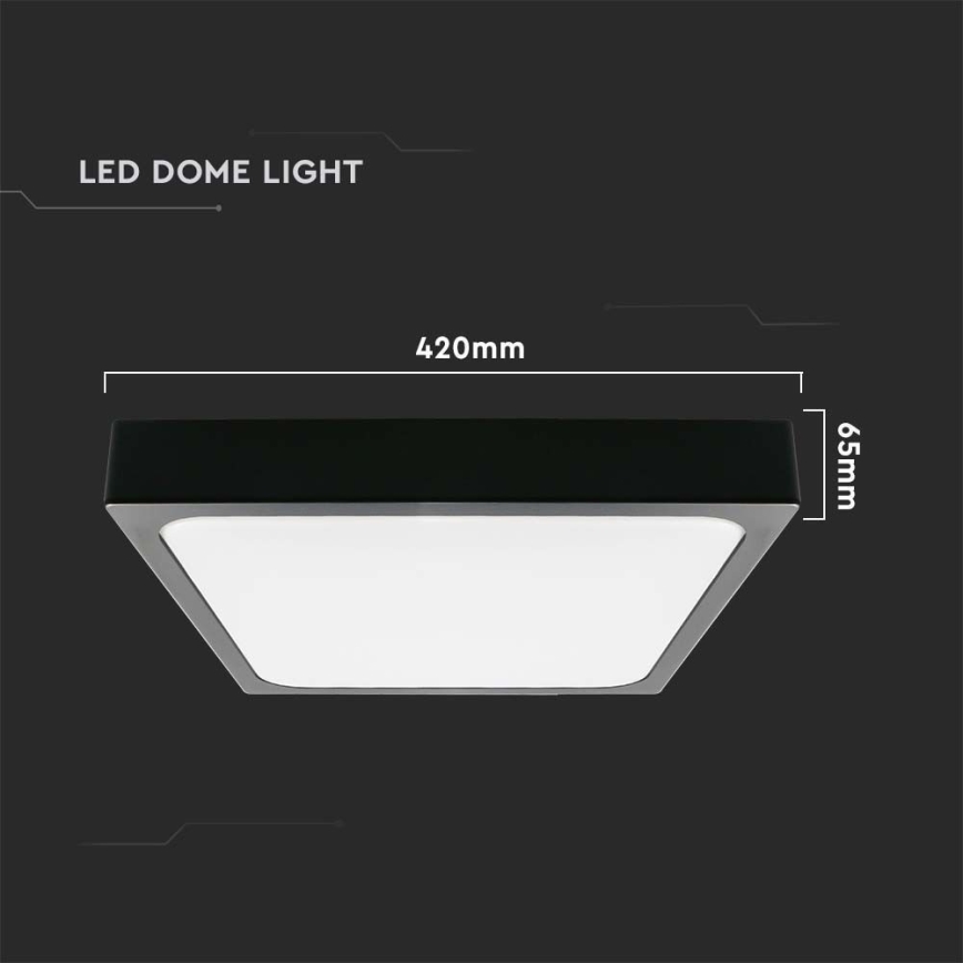 LED Badezimmer-Deckenleuchte LED/30W/230V 3000K IP44 42x42 cm Schwarz