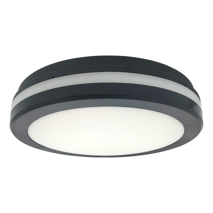 LED-Badezimmer-Deckenleuchte mit Bewegungsmelder – 20 W, 230 V, einstellbare Farbtemperatur (3000/4000/6500 K), Ø 23 cm, IP54, Anthrazit