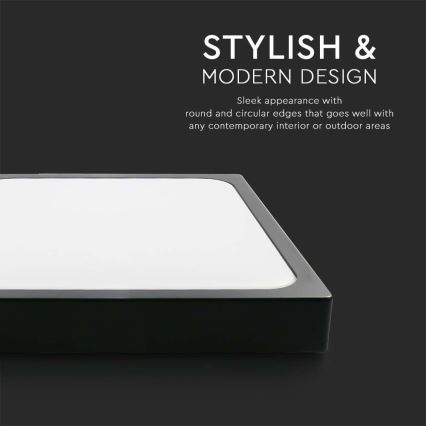 LED Badezimmer-Deckenleuchte mit Sensor LED/18W/230V 4000K IP44 22,5x22,5 cm schwarz