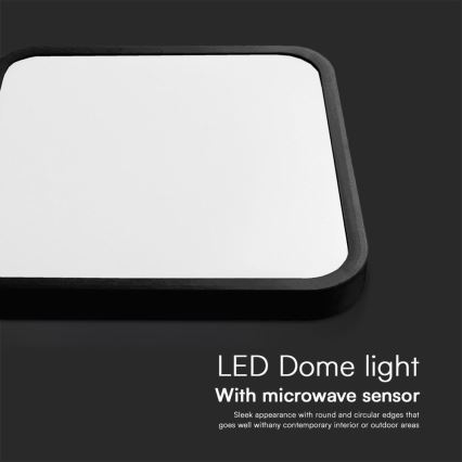 LED Badezimmer-Deckenleuchte mit Sensor SAMSUNG CHIP LED/18W/230V IP44 4000K 29x29 cm Schwarz + Fernbedienung