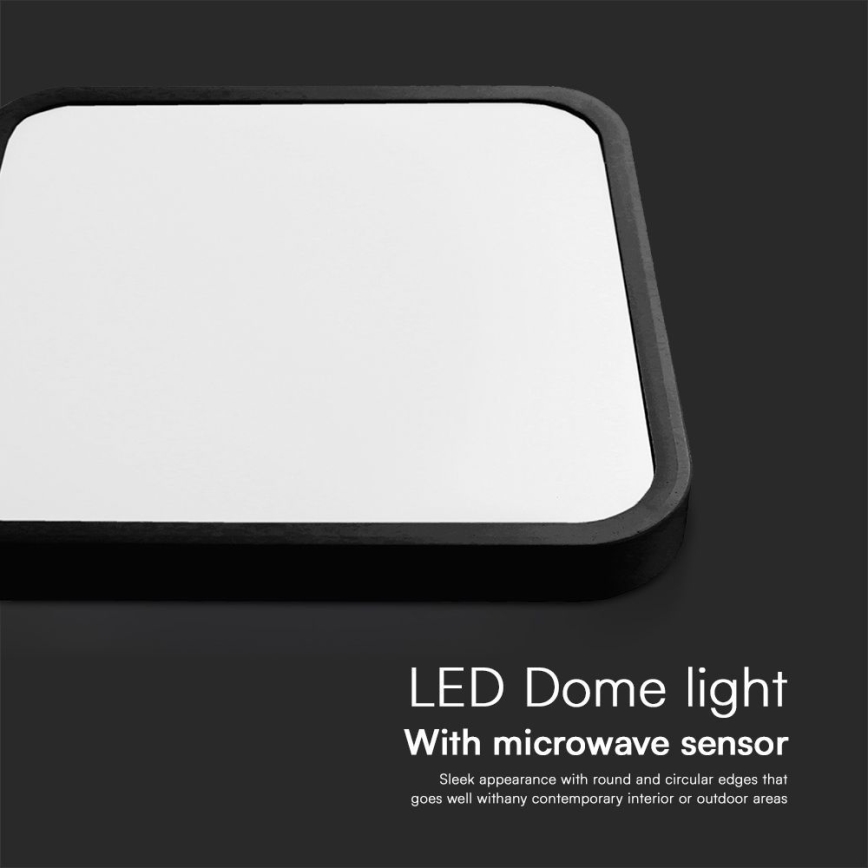 LED Badezimmer-Deckenleuchte mit Sensor SAMSUNG CHIP LED/18W/230V IP44 4000K 29x29 cm Schwarz + Fernbedienung